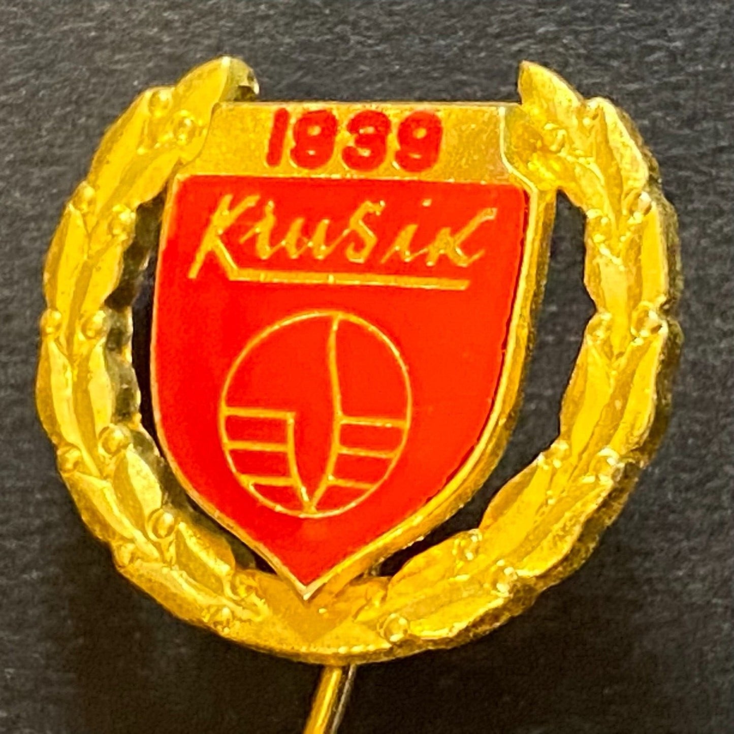 Krusik 1939 Ammunition Valjevo Serbia Vintage Enameled Lapel Stick Hat Pin