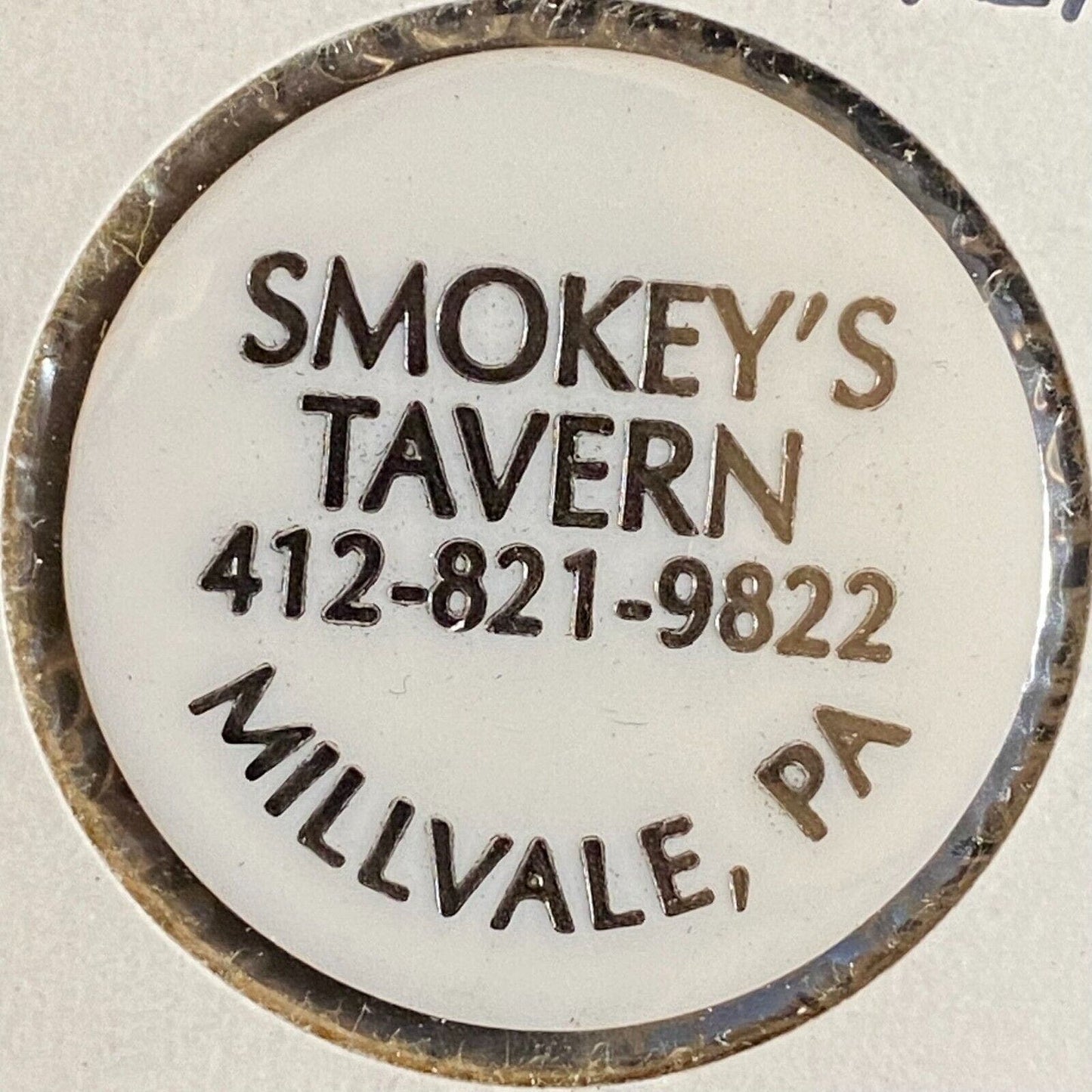 Millvale, PA Smokey's Tavern Plastic Token Good For One Mixed Drink
