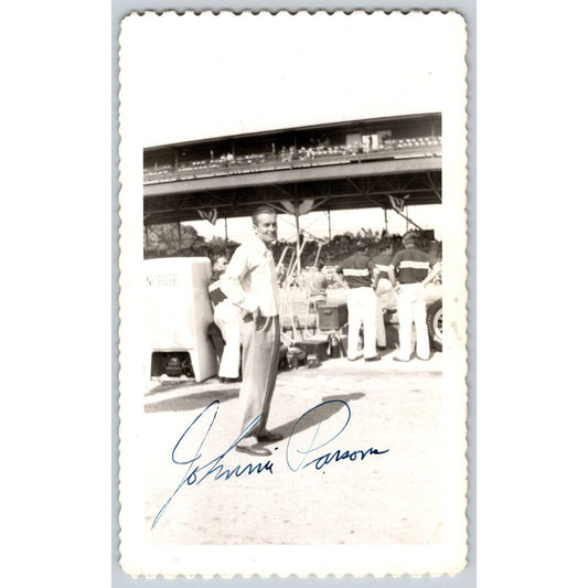 Johnnie Parsons Racing Signed 1950? 3.5" x 5.75" IMS Photo VGC Stamped McGregor