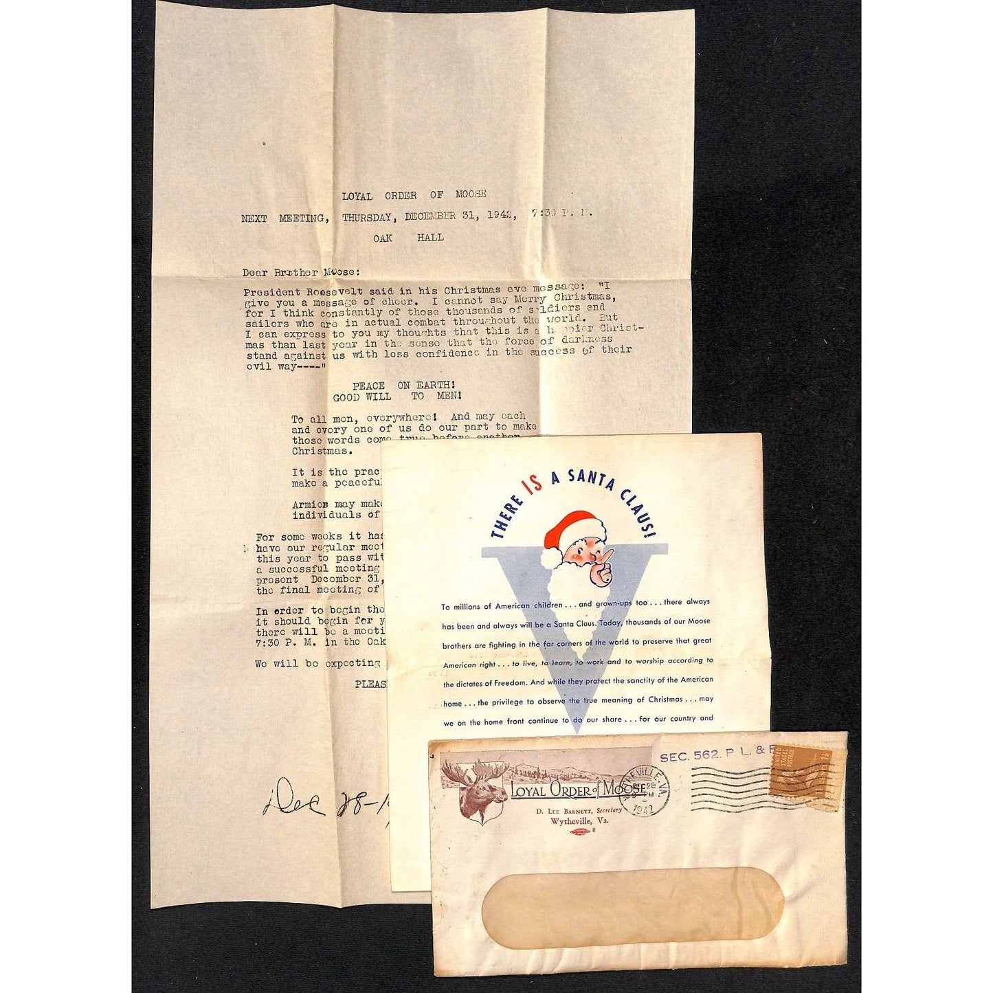1942 Wytheville Loyal Order of Moose TLS Pictorial Cover WWII Era V for Victory