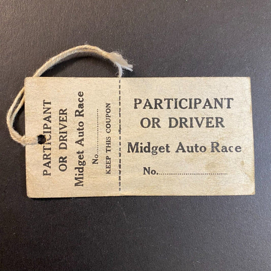 Midget Auto Race Participant or Driver Coupon Blank Undated c1930's-40's -Scarce
