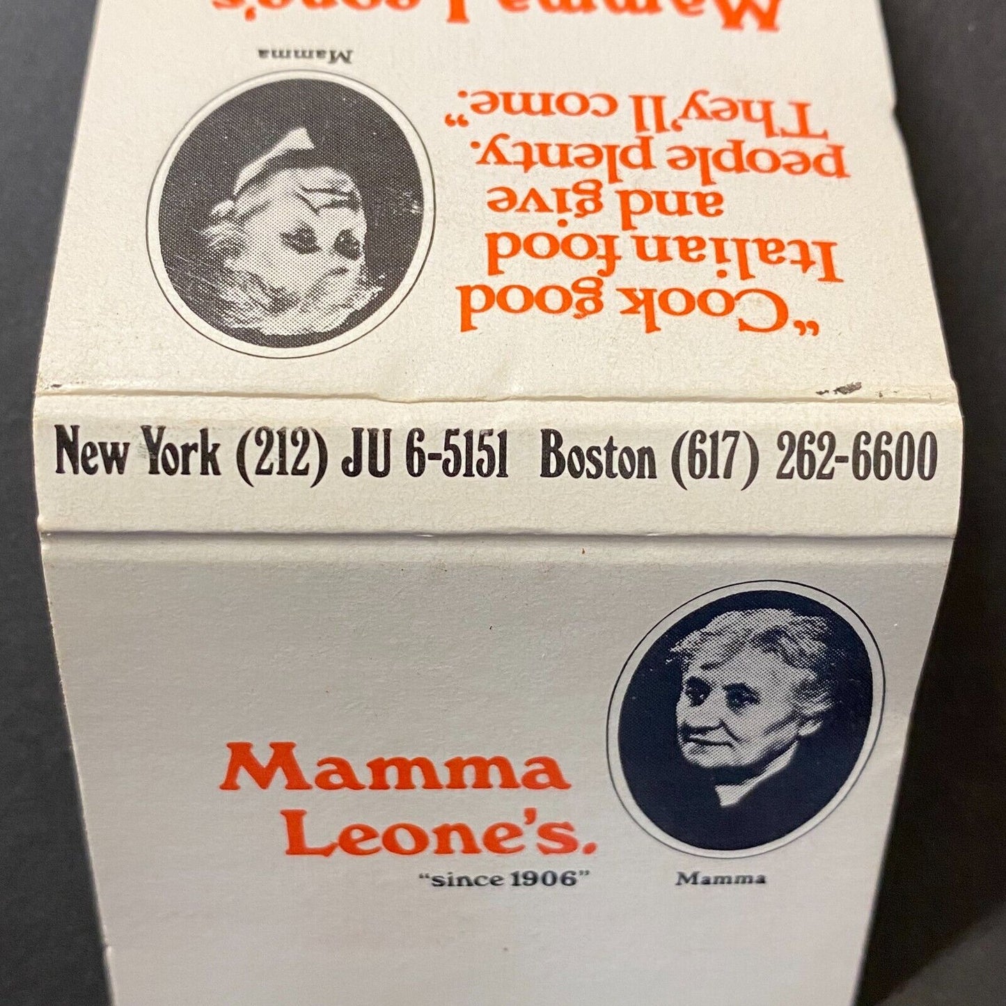 Mamma Leone's Restaurant NY Boston Full Matchbook c1974 VGC