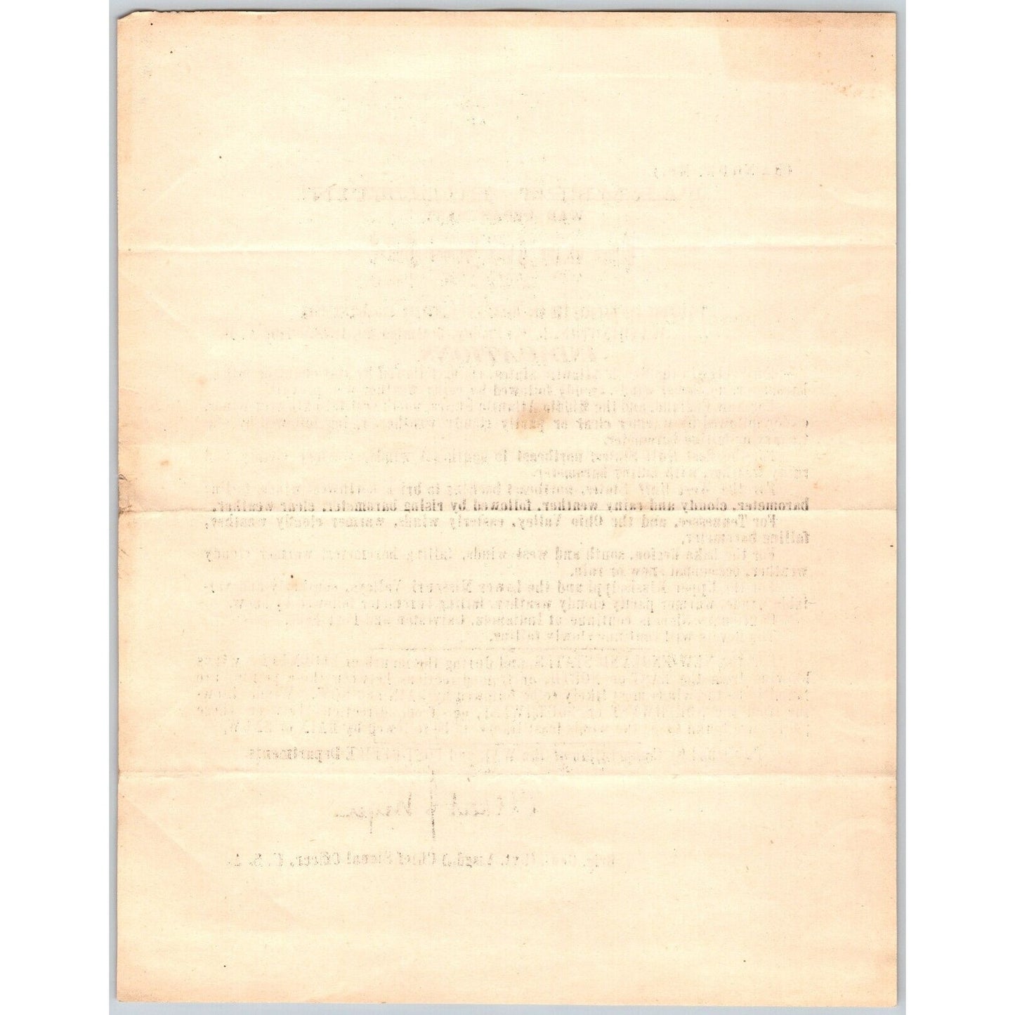 Bangor, ME Chief Signal Office, War Department Farmers' Bulletin - Dec. 20, 1878