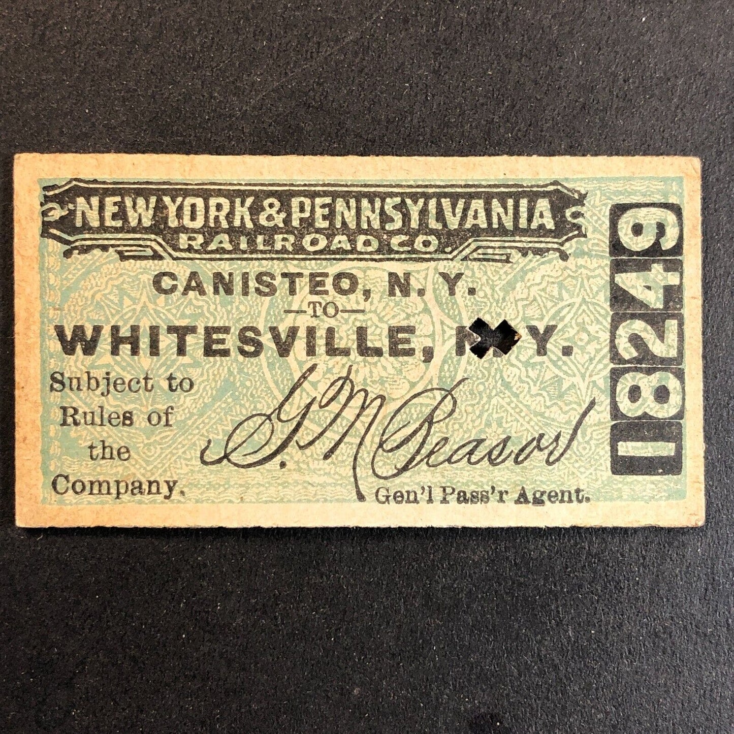New York & Pennsylvania Railroad July 14 1917 Whitesville, NY Ticket #18249