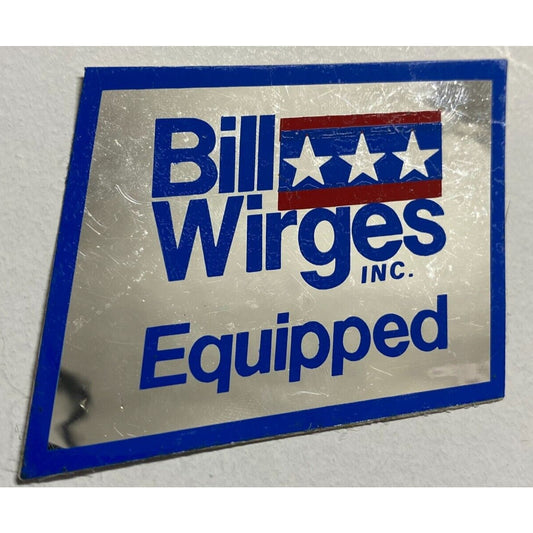 "Bill Wirges Equipped" (Kawasaki) Original Sticker Red, Blue & Mylar c1976 (#1)