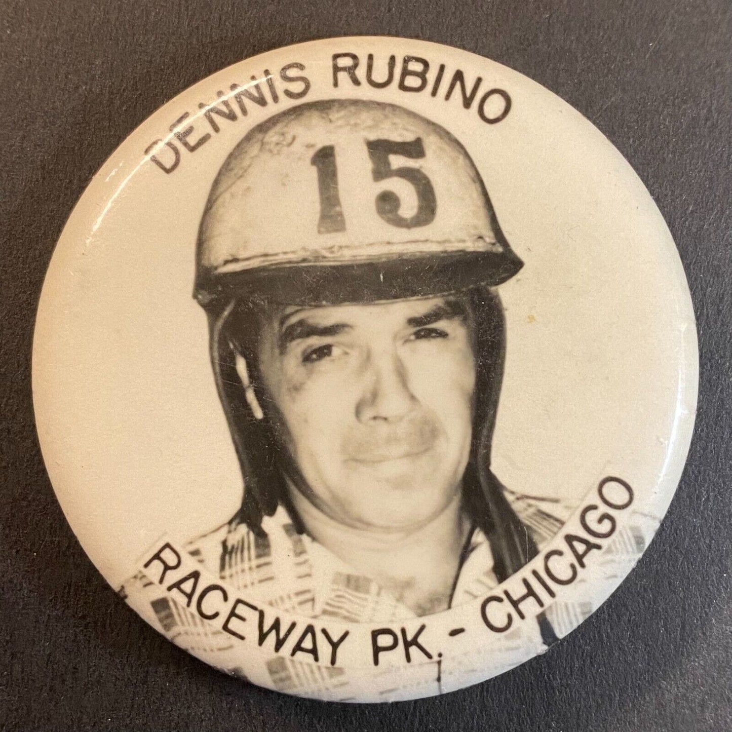 Dennis Rubino Raceway Park Chicago Steel Auto Racing 2" Pinback Button c1964