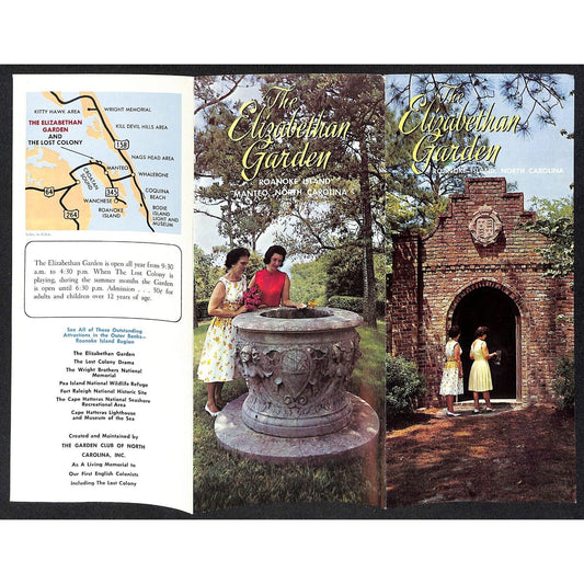 Elizabethan Garden Roanoke Island, NC 1960's Travel Brochure VGC