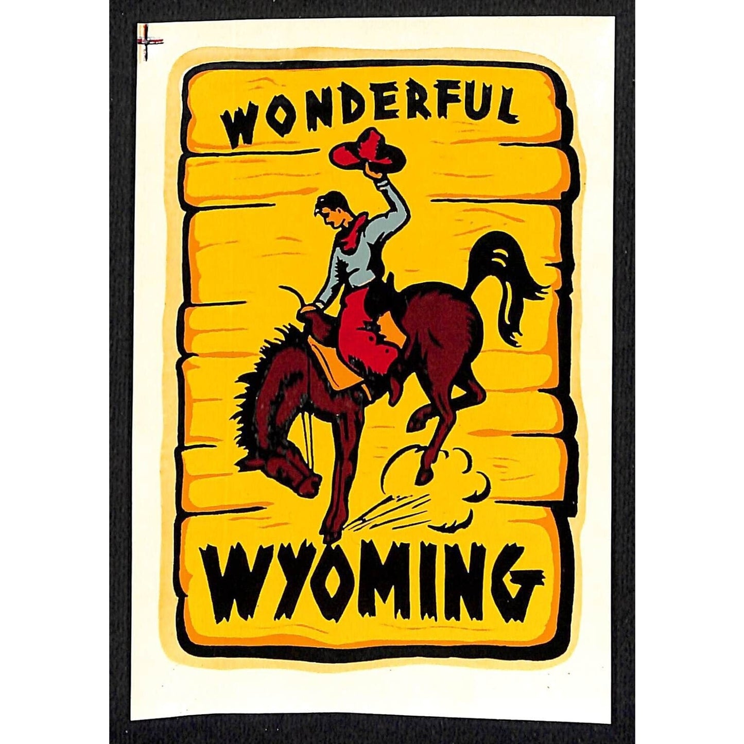 Wonderful Wyoming Cowboy Horse Water Transfer Decal Travel Souvenir c1950's