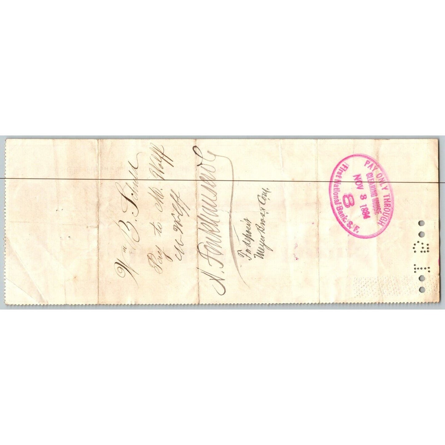 Bank of La Porte Check William B. Schuld 1884 Mining Vignette #13115
