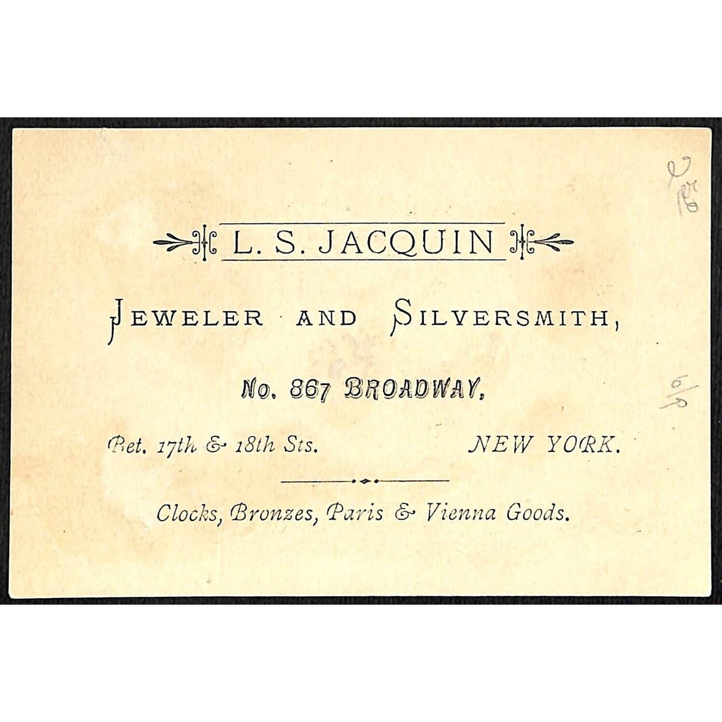 L.S. Jacquin Broadway NYC Victorian Trade Card Kids in Exaggerated Jewelry Box