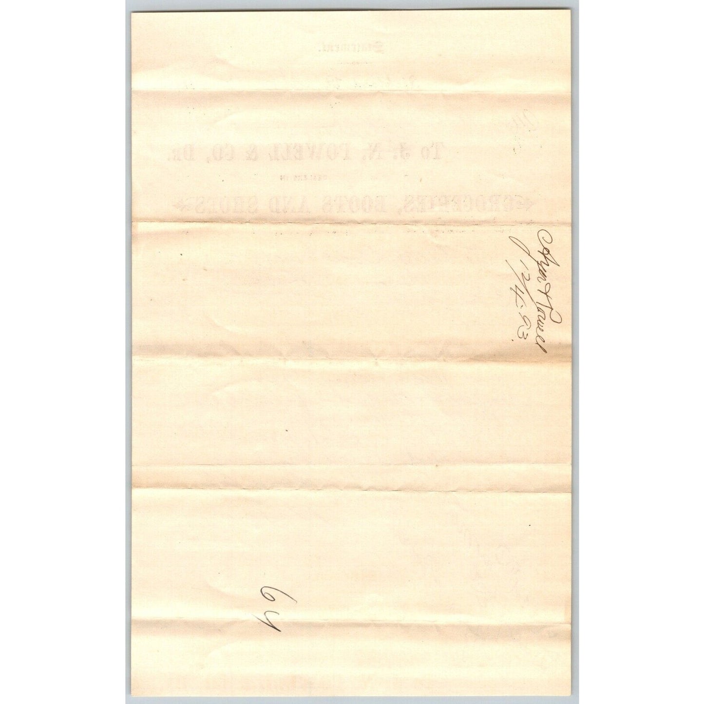 J.N. Powell & Co. Groceries Boots Shoes Richford, VT 1893 Statement Scarce