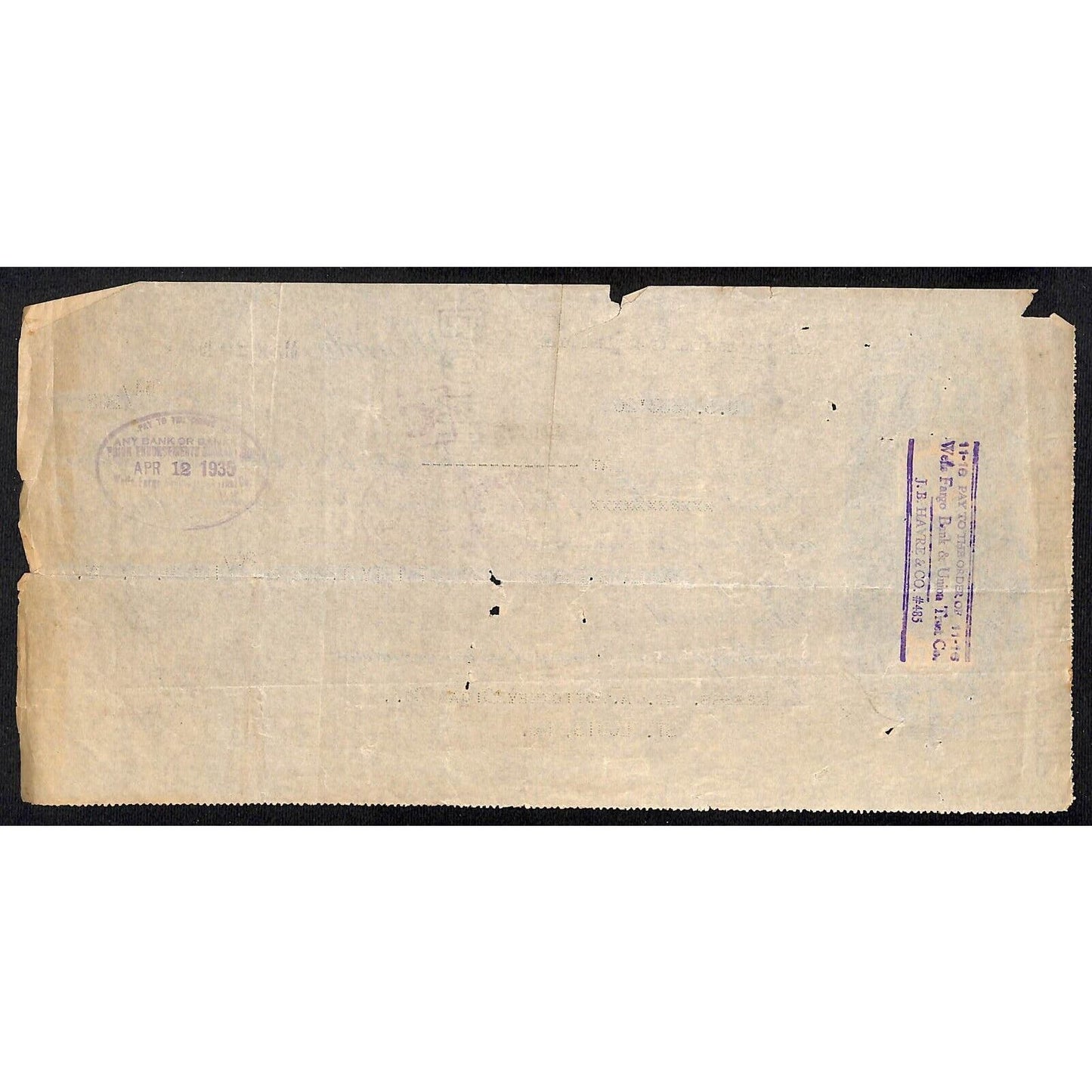 1935 Manila J.B. Harve & Co. / Stickney Cigar Co. First of Exchange #85959
