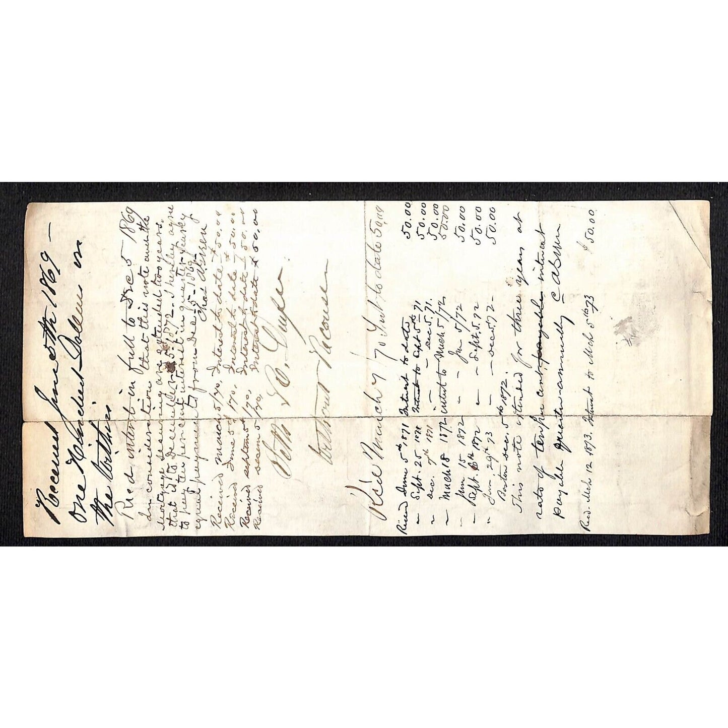 1868 Dorchester Promissory Note "Seth R. Durfee" (1848 Clerk of Steamer*)