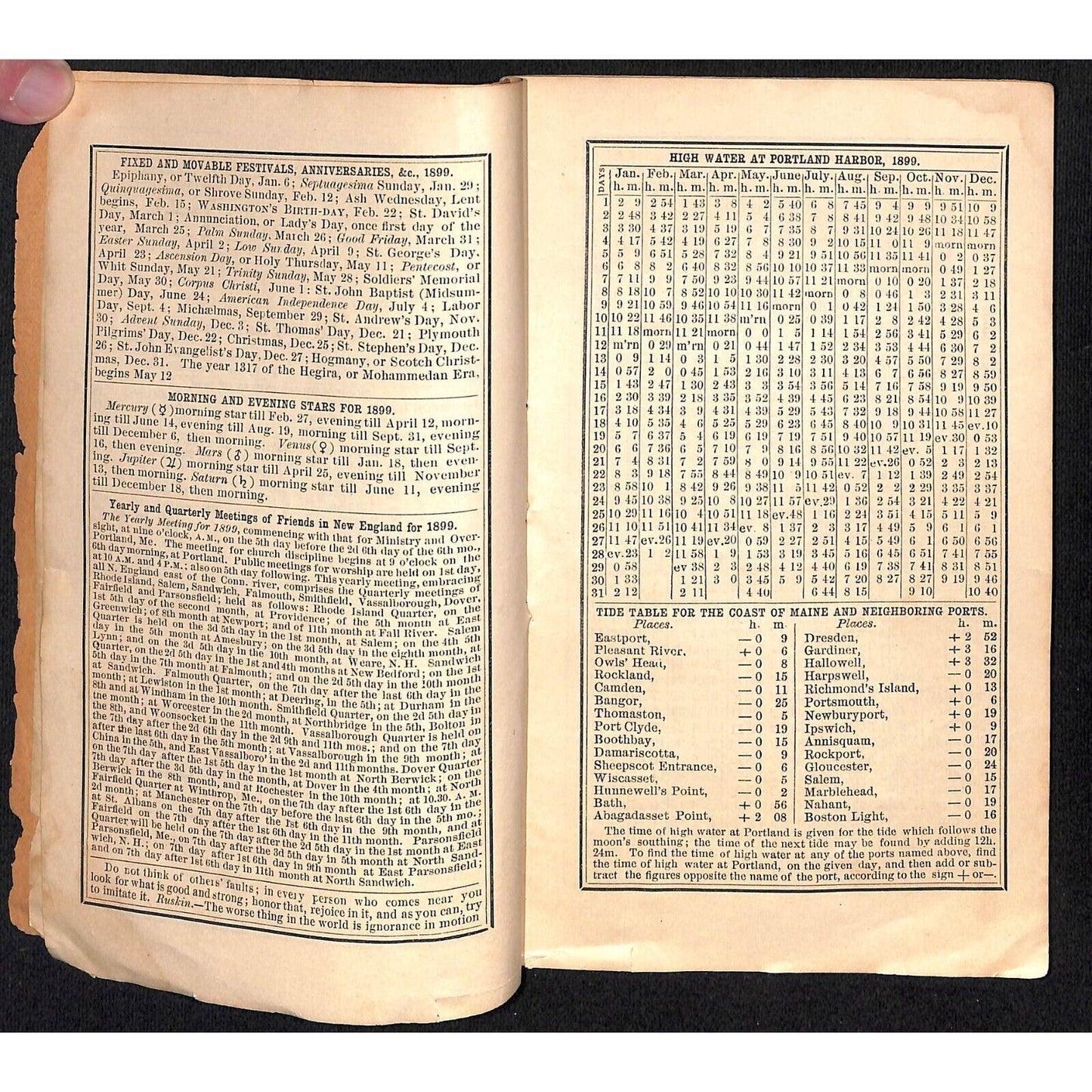 1899 Maine's Farmers Almanac Daniel Robinson Charles E Nash Augusta 46pp Scarce