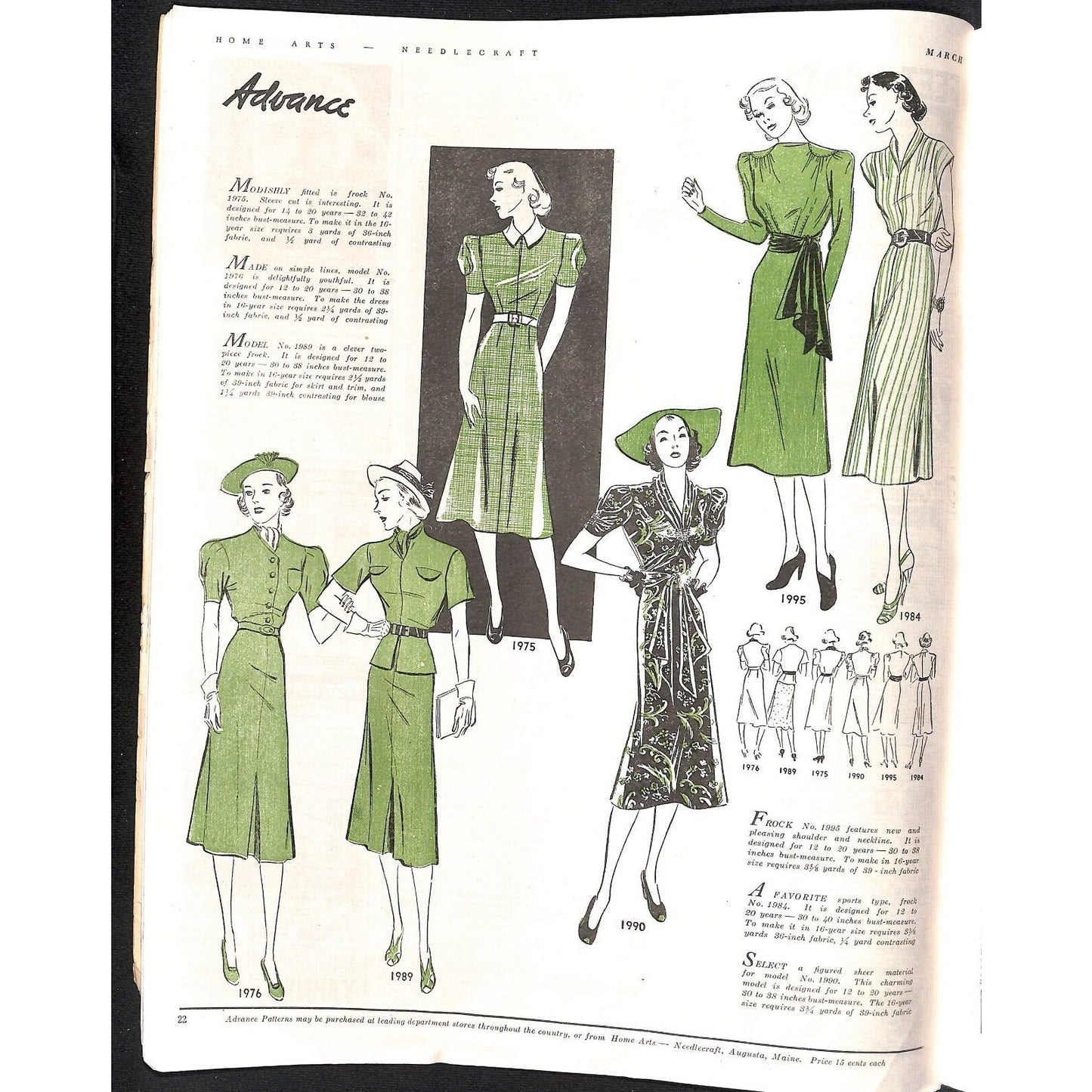 Home Arts Needlecraft Magazine March 1938 34pp Tons of Ads Good Condition