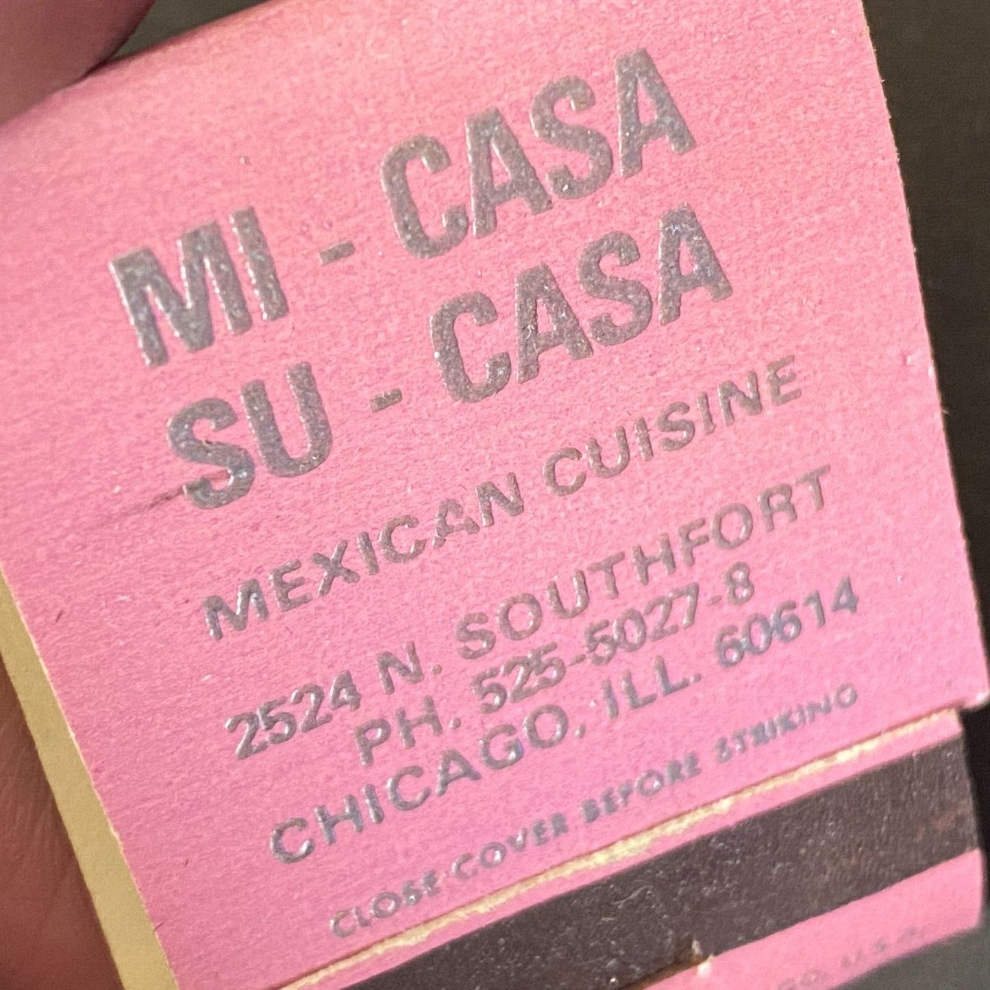 Mi-Casa Su-Casa Mexican Restaurant Near Full (-1) Matchbook c1965-74 Scarce