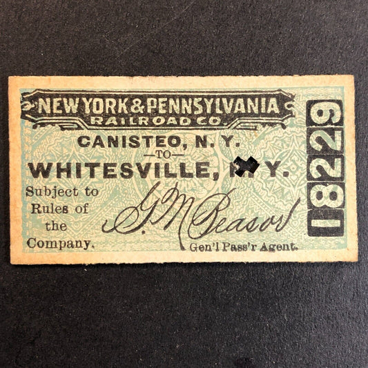 New York & Pennsylvania Railroad July 7 1917 Whitesville, NY Ticket #18229
