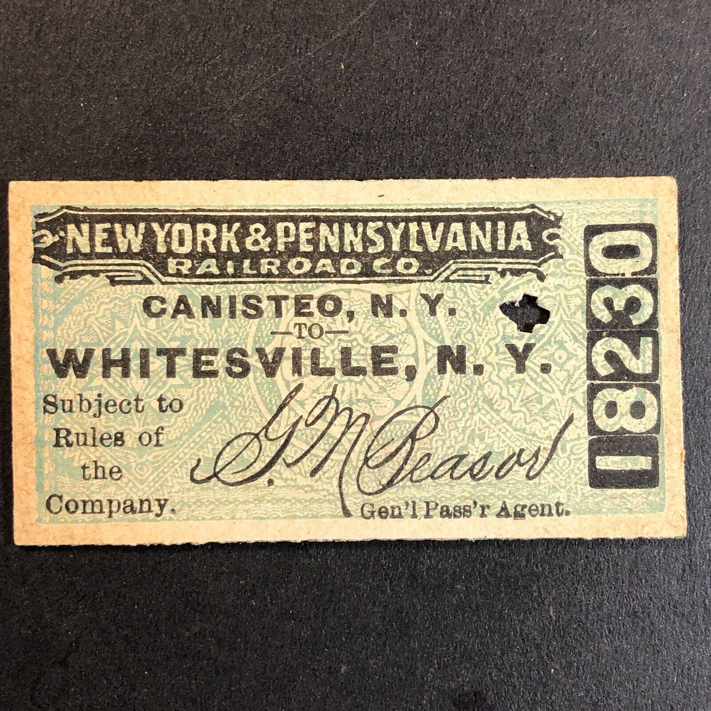 New York & Pennsylvania Railroad July 9 1917 Whitesville, NY Ticket #18230