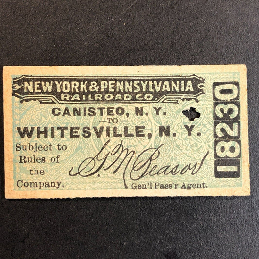 New York & Pennsylvania Railroad July 9 1917 Whitesville, NY Ticket #18230