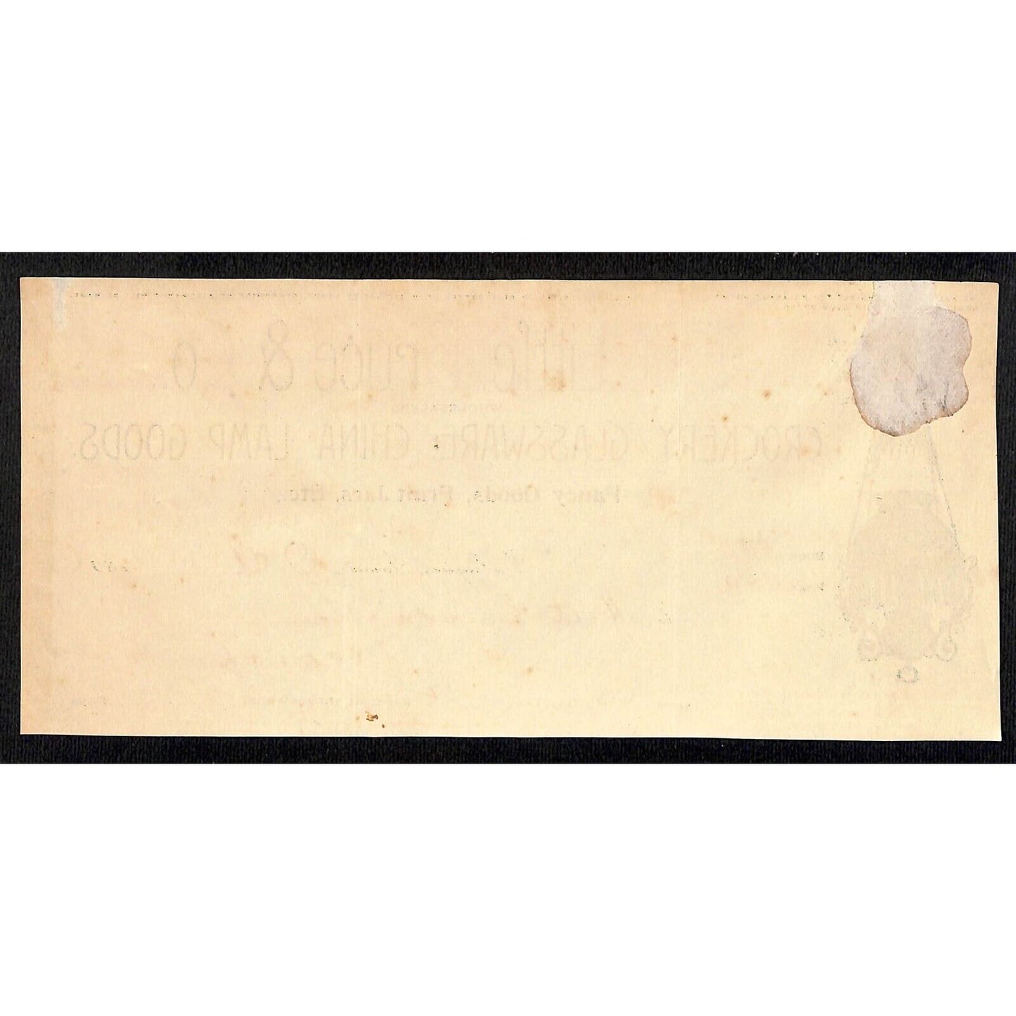 C.H. Little, Becker Co. Crockery Hutchinson Decorah, IA* Cut 1896 Billhead