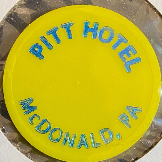 McDonald, PA Pitt Hotel c1980's-90's Plastic Token G/F Bottle Beer Rail Drink