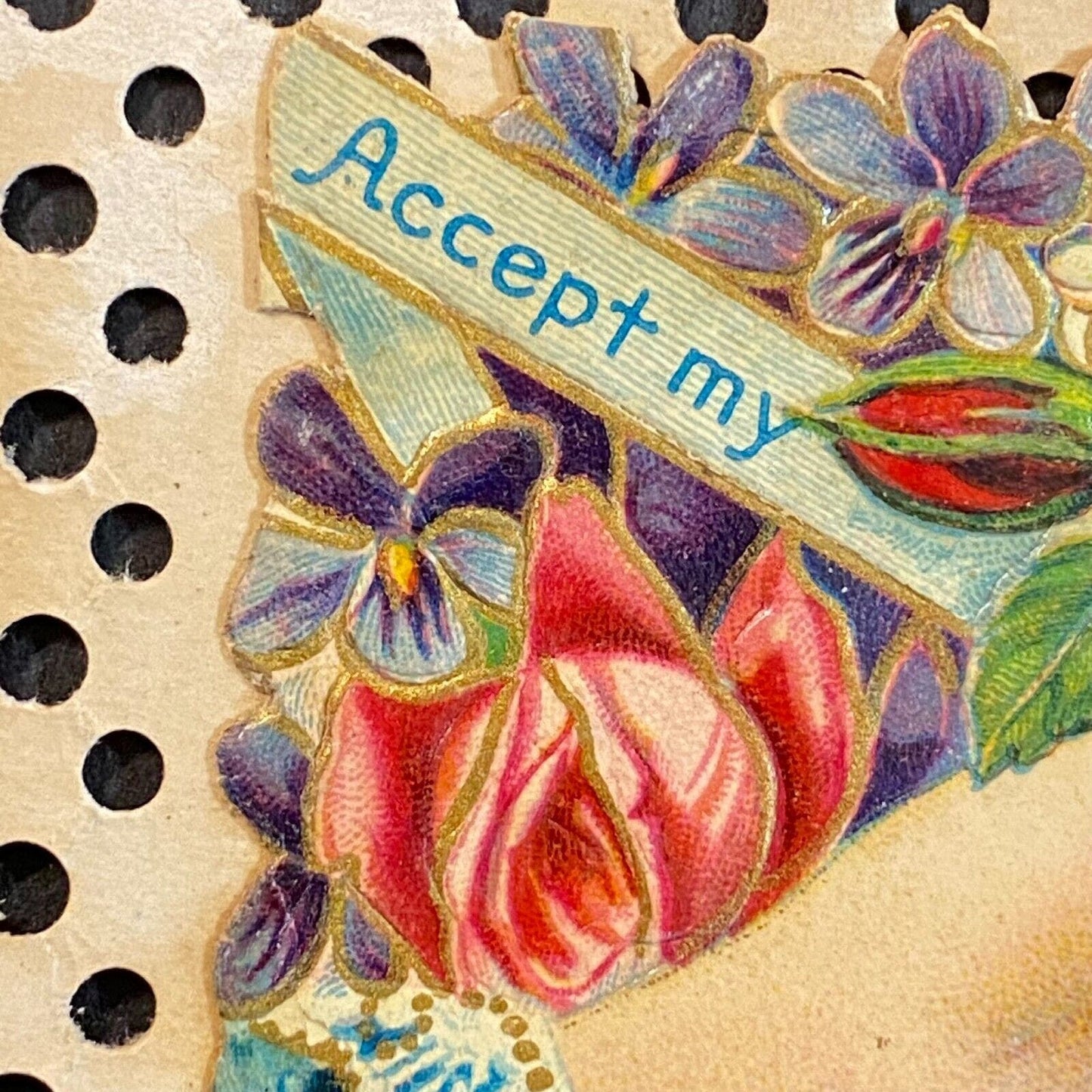Eliza A. Bixler Victorian Hidden Name Card "Accept My Unchanging Love"