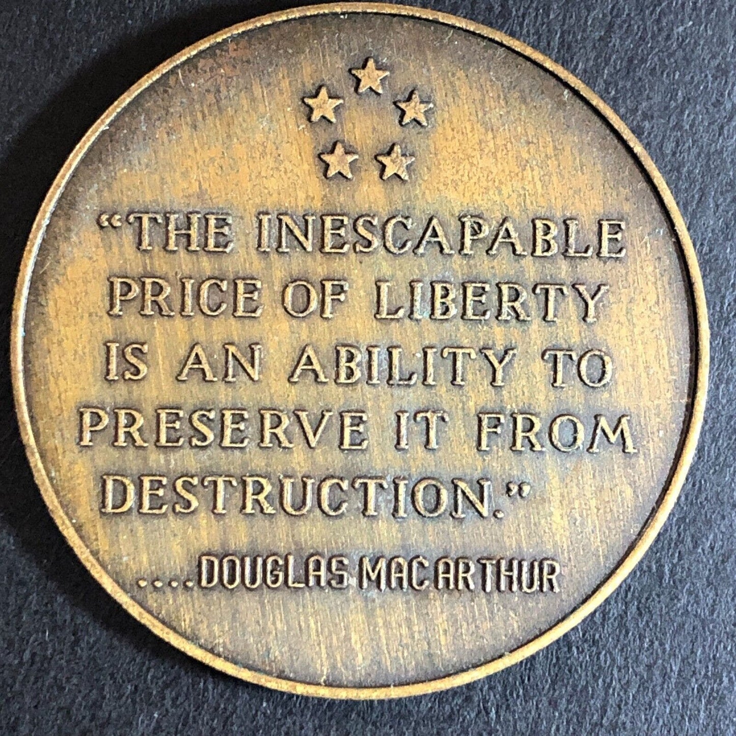 MacArthur Memorial Norfolk, VA 1964 "Price of Liberty" Medallion 34mm 12g VGC