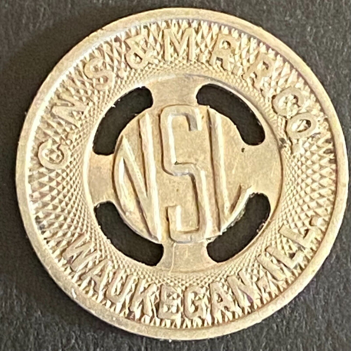 C.N.S. & M.R.R. Co. Waukegan, ILL G/F One Fare City Lines Transit Token - 16mm