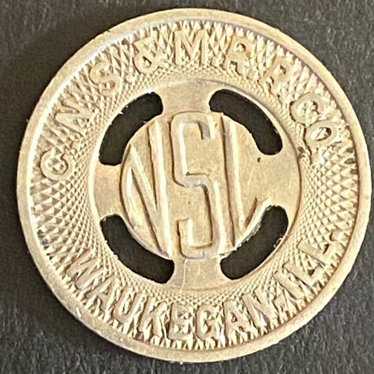 C.N.S. & M.R.R. Co. Waukegan, ILL G/F One Fare City Lines Transit Token - 16mm