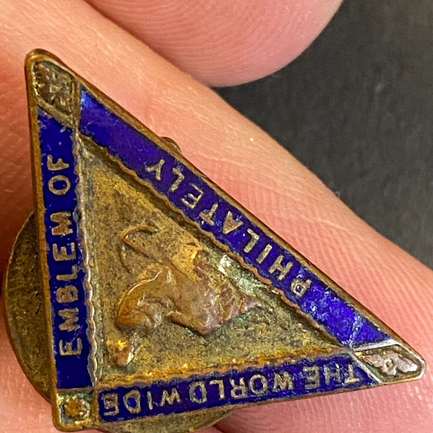 "The Worldwide Emblem of Philately Color Enameled Lapel Pin 26mm Scarce