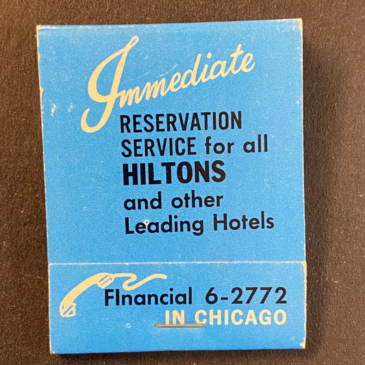 Hilton Immediate Reservation Service c1974-79 Full Matchbook VGC