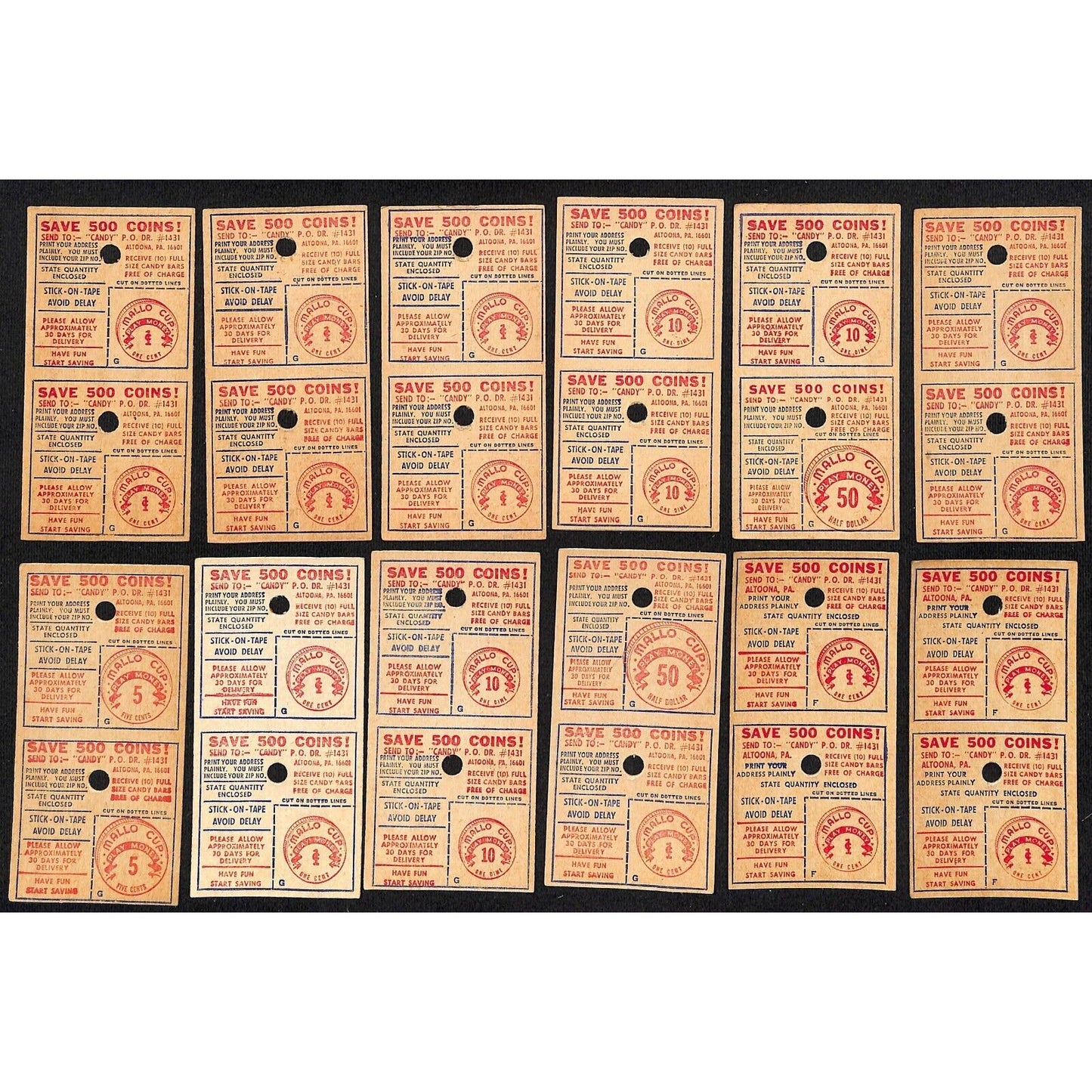 12 Mallo Cup Free Candy Play Money Mail In Offer Double Coupons c1964 (#3)