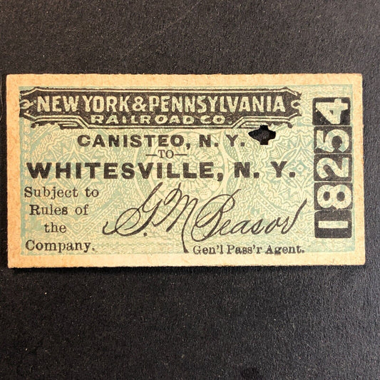 New York & Pennsylvania Railroad July 16 1917 Whitesville, NY Ticket #18254