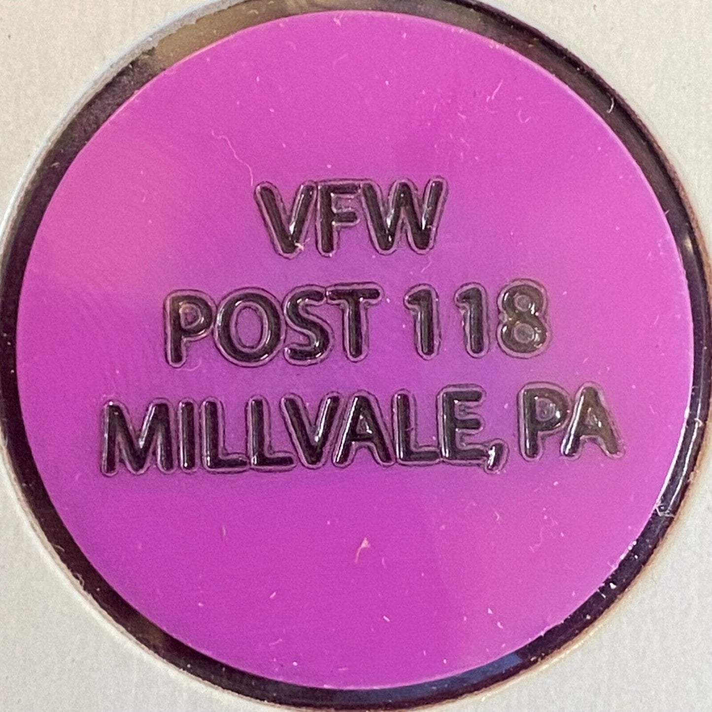 Millvale, PA VFW Post 118 c1980's Plastic Token "Draft Beer"