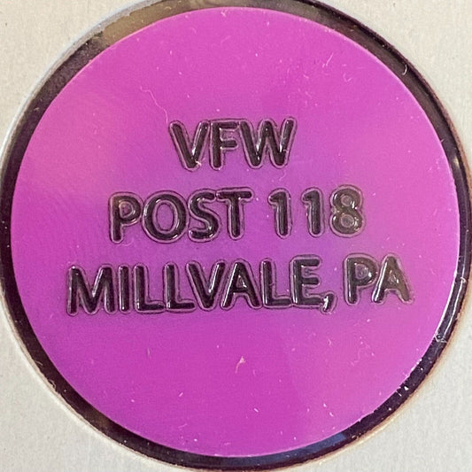 Millvale, PA VFW Post 118 c1980's Plastic Token "Draft Beer"