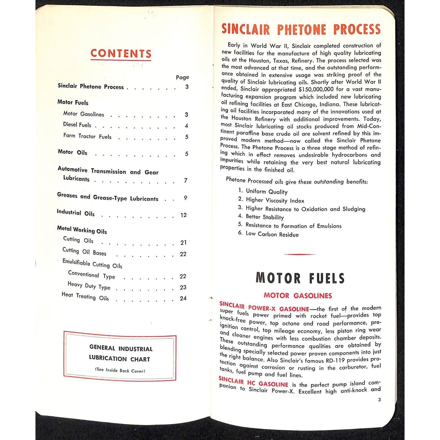 Sinclair Refining Products Index 1955 Booklet 24pp w/ Lubrication Chart VGC