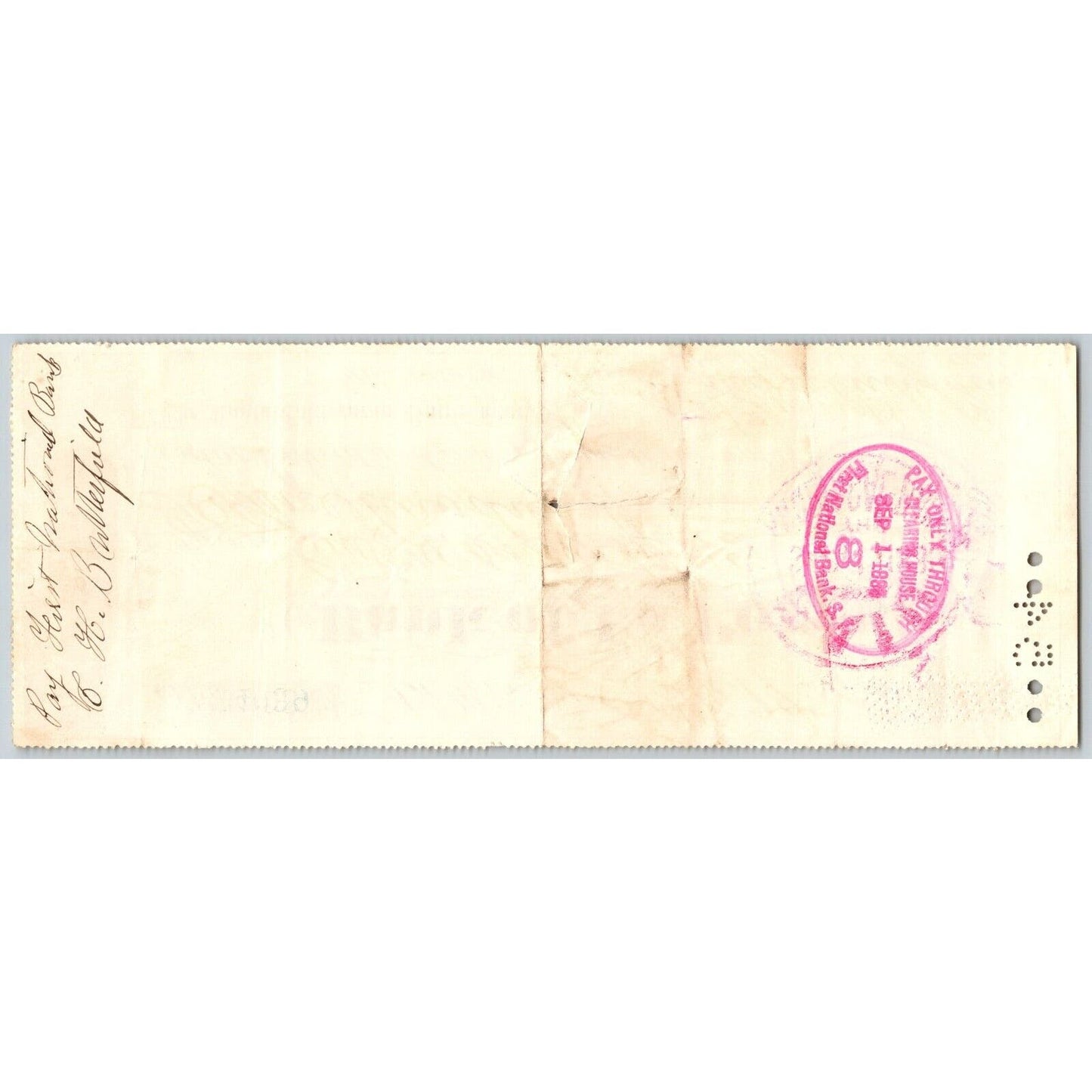 Bank of La Porte Check Charles H. Butterfield 1885 Mining Vignette #14034