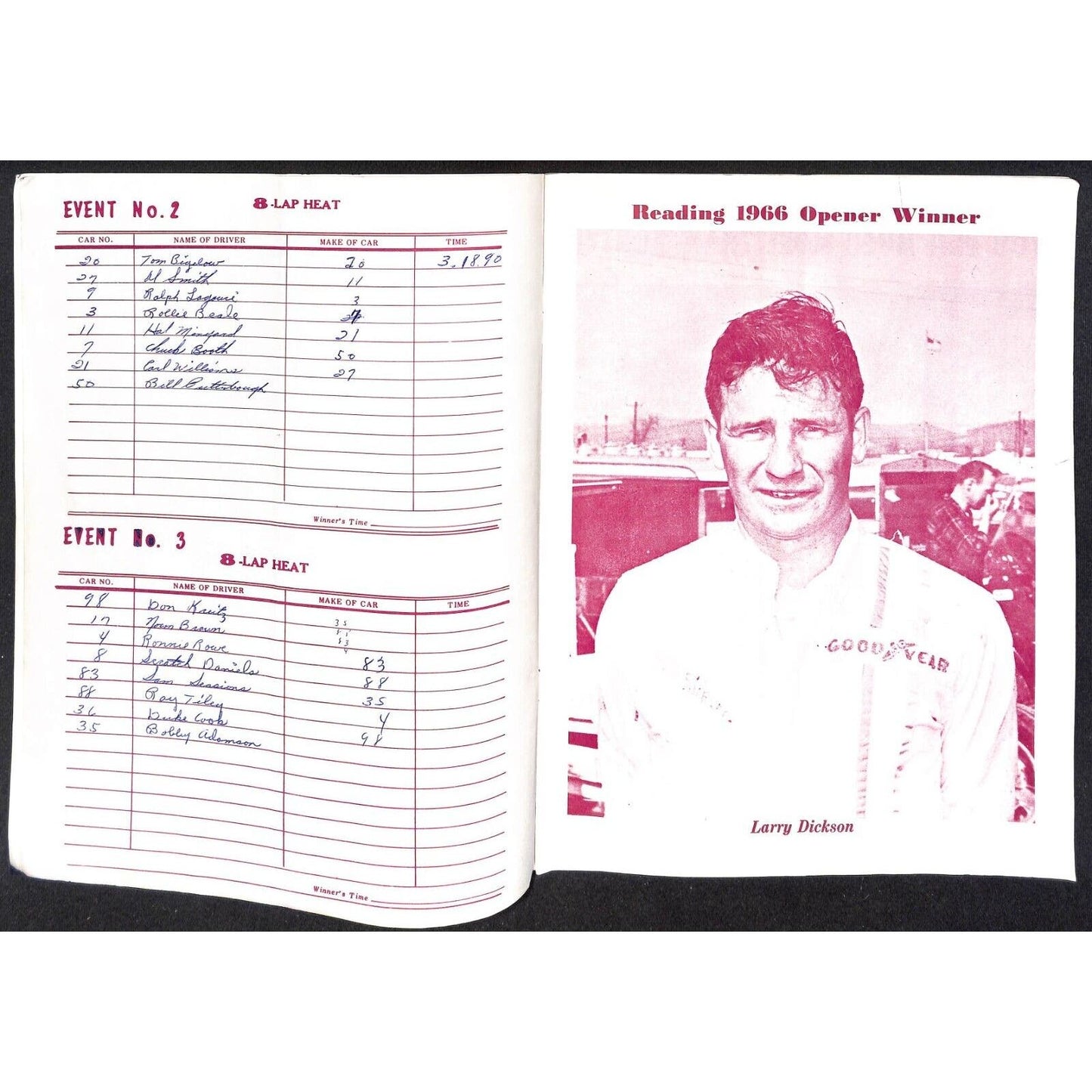 Reading Fairgrounds 1968 USAC Auto Races Program Sprint Car Opener 12pp*