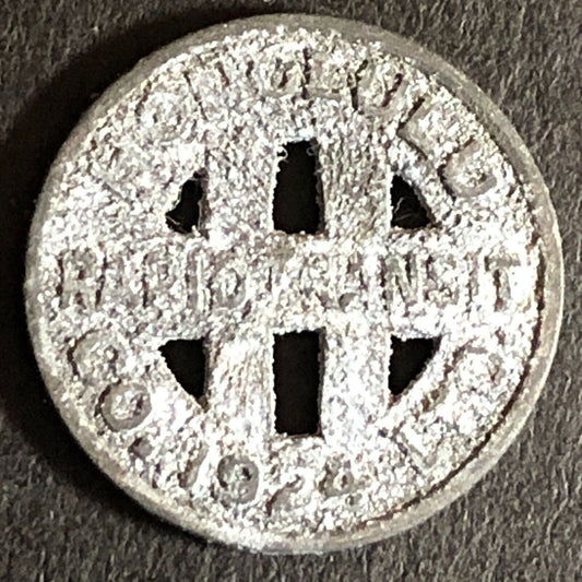 Honolulu Rapid Transit Co. Ltd. 1924 Zinc G/F One Full Fare Token - 16mm