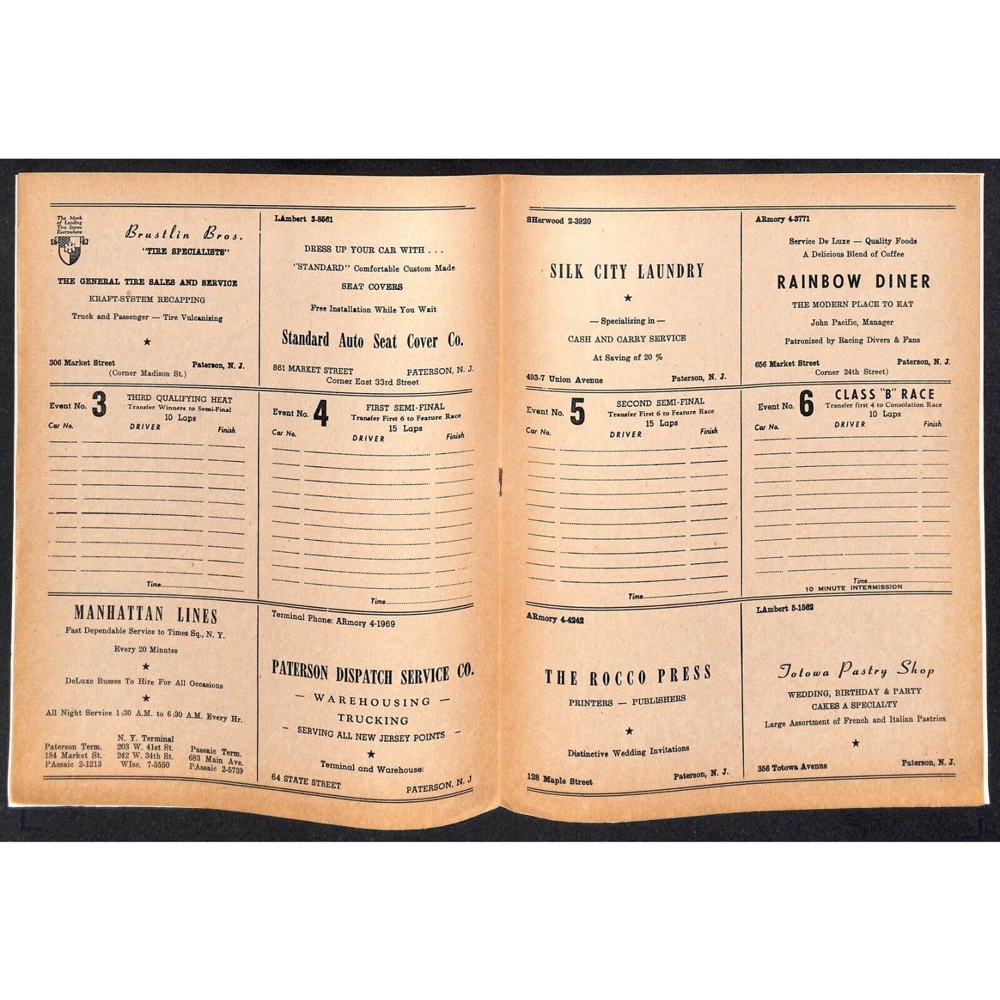 Hinchliffe Stadium Midget Auto Races 7/22 1947 Program Bob Disbrow 4pp VGC