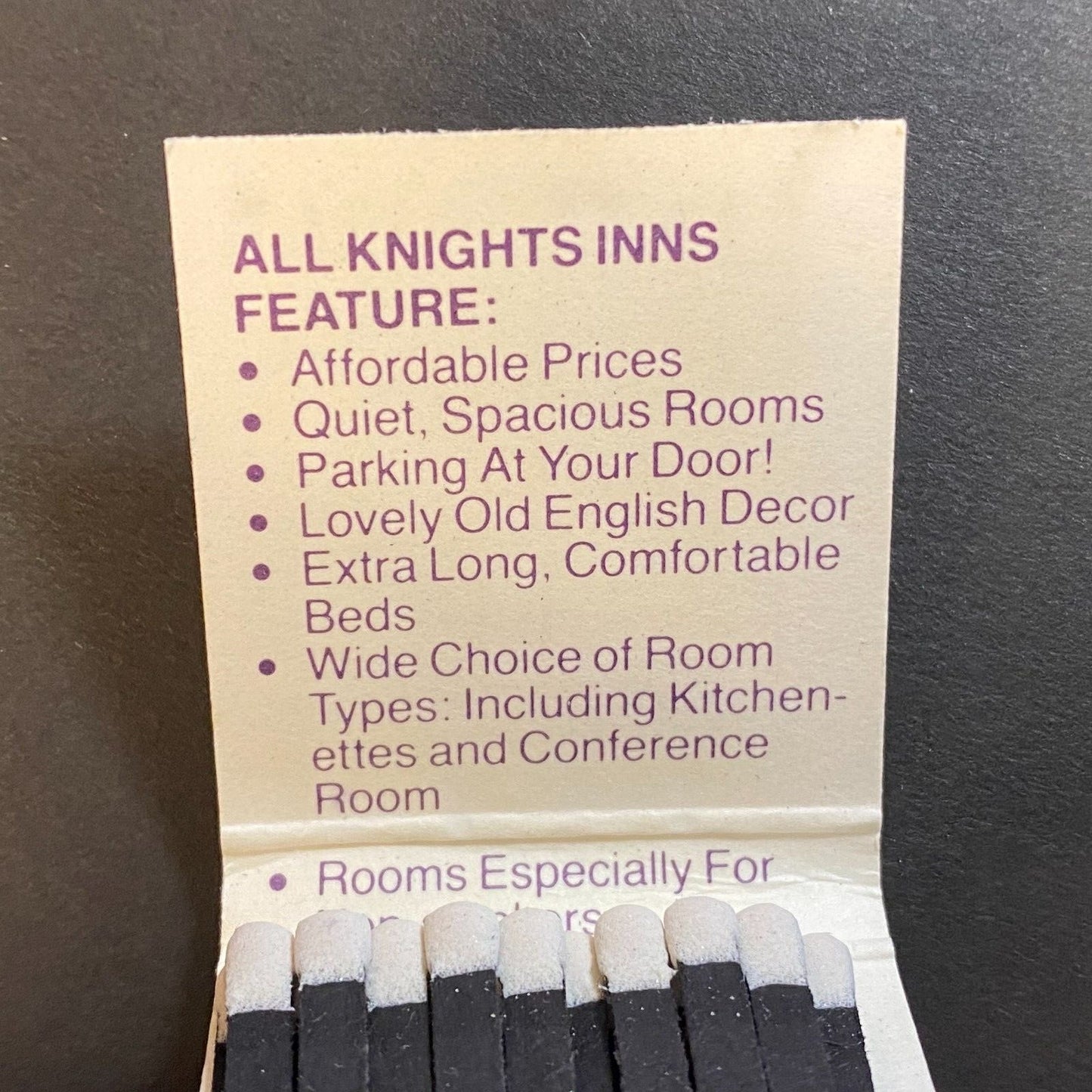 Knights Inn Hotel Cincinnati Southeast Near Full (-2) Matchbook c1974-80's