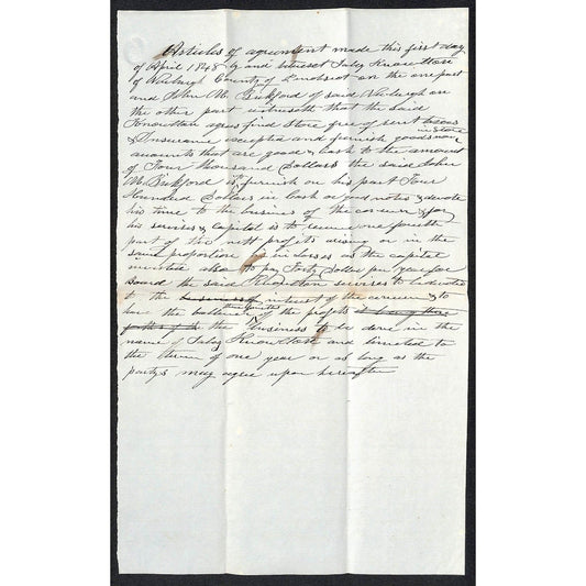 1848 Jabez Knowlton* / John M. Bickford Newburgh, ME Business Agreements (2)