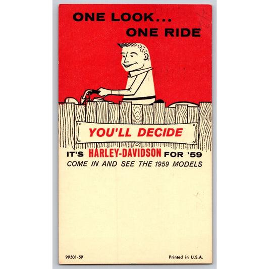 Harley Davidson Dealer Postcard 1959 Models PM 1960 Original VGC Scarce