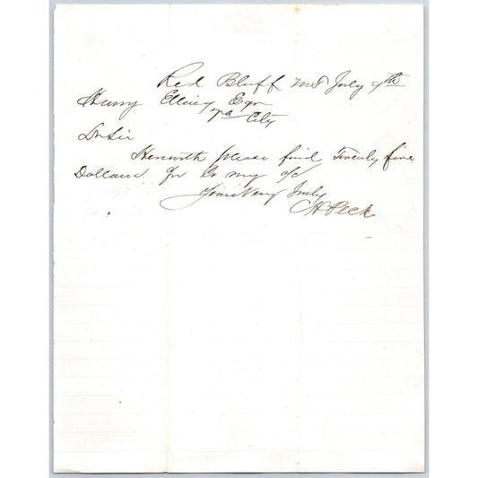 July 4th 1881 C.H. Peck Red Bluff, MT ALS to Henry Elling* Virginia City, MT