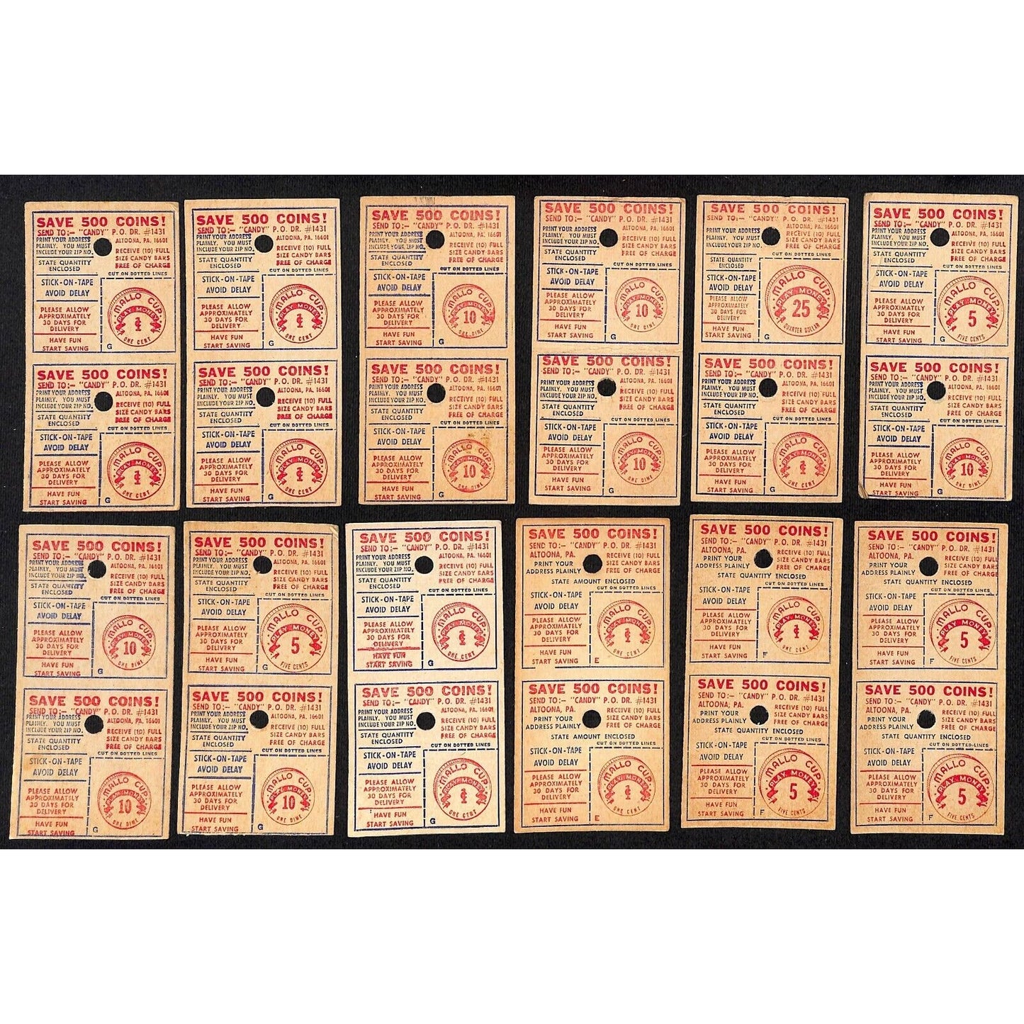 12 Mallo Cup Free Candy Play Money Mail In Offer Double Coupons c1964 (#2)