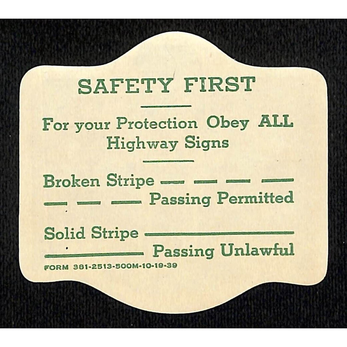 "Arizona Guest" Safety First Highway Stripes Signs Info Label Phoenix Bird c1939