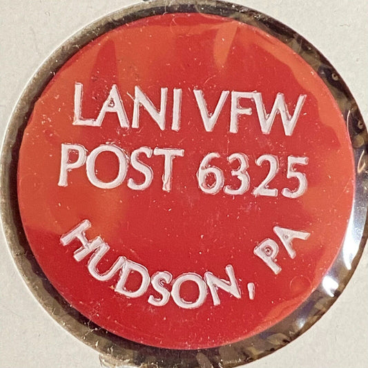 Hudson, PA V.F.W. Post 6325 c1970's-80's Plastic "G/F One Drink" Token
