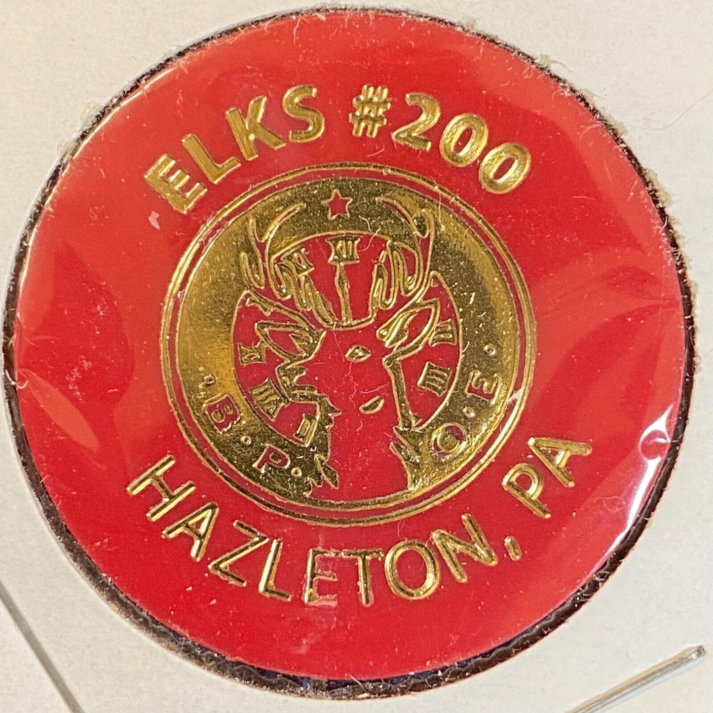 Hazelton, PA Elks #200 c1970's-80's Plastic "One Free Drink" RED Token