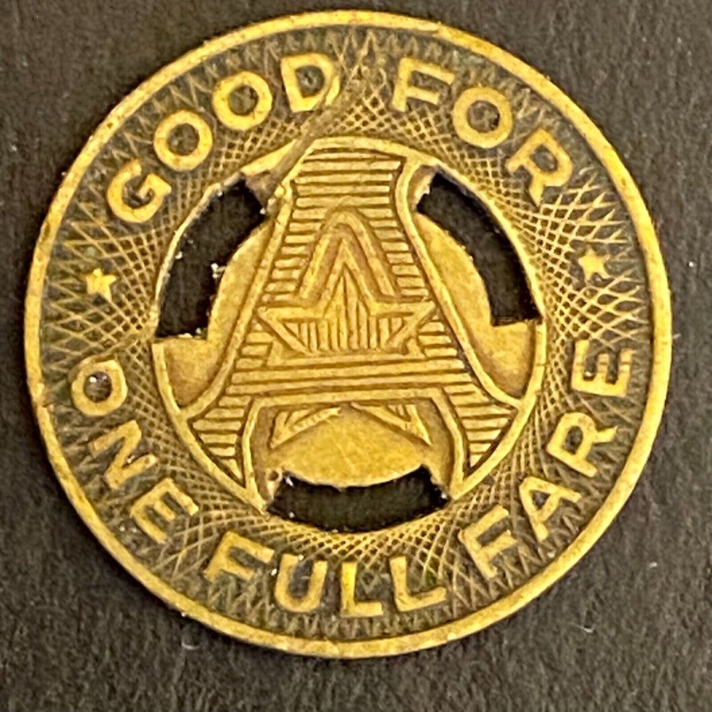 Austin Transit Co. Texas G/F One Full Fare Transit Token Bus 16mm (#1)