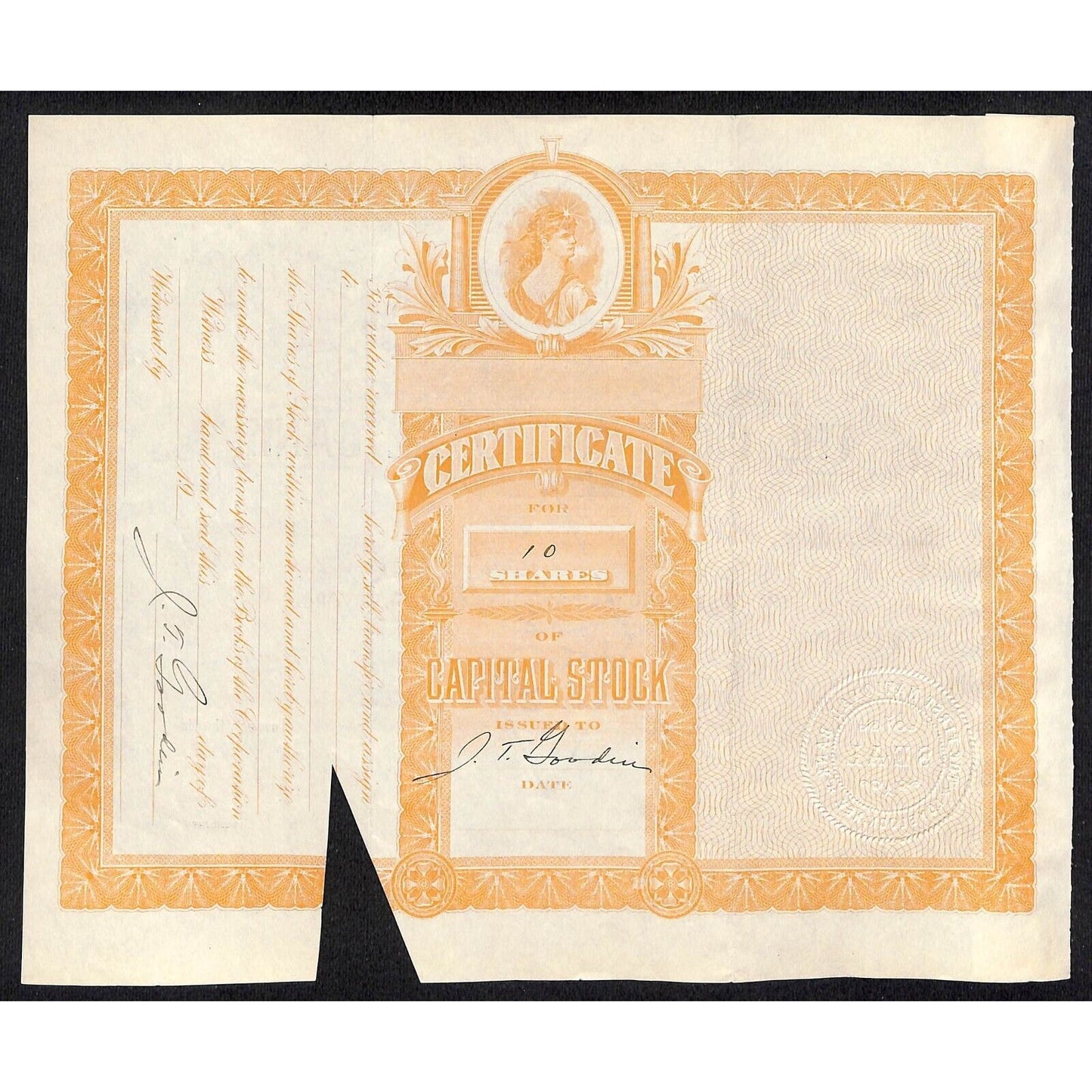 First National Bank of Lovelock, NV 1911 Stock Certificate to J.T. Goodin * #71